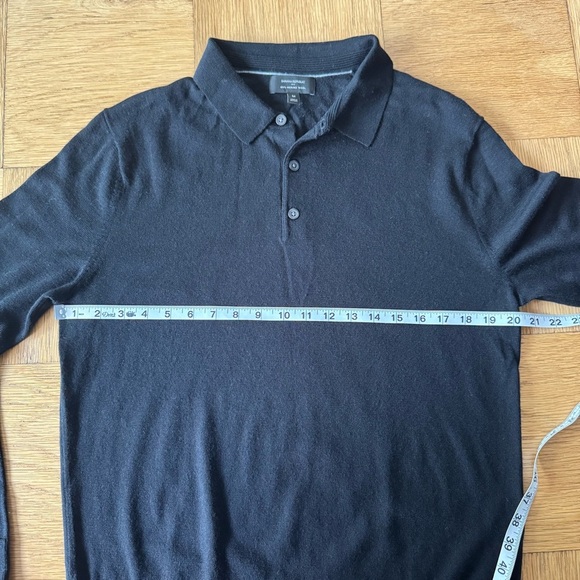Banana Republic Mens Medium Black Merino Wool Sweater Long Sleeve Collared - Picture 4 of 5